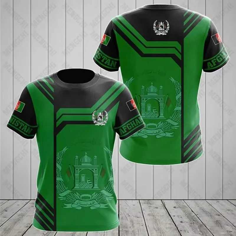 2025 Summer New Afghanistan Flag and Emblem Pattern T-shirt 3D Mens Fashion Round Neck Breathable Short Sleeve Large Top z250701V2U0