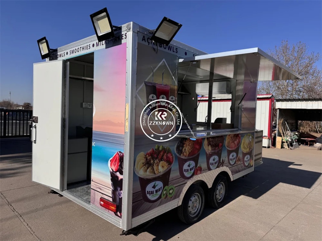 Fast Food Trailer Pizza Snack Cart Street Restaurant Catering Trailer Fully Equipped Concession Food Truck Mobile Ice Cream Cart