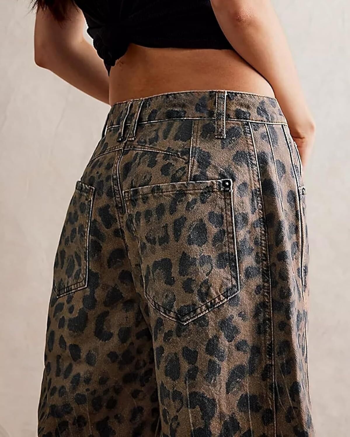 Y2K Barrel Casual Leopard Print Wide-leg Jeans