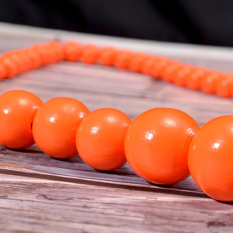 UDDEIN Bohemian Orange Big Round Long Wood Necklace Pendent Handmade Chain Link Necklace For Women Bib Beads Party Jewelry 250630