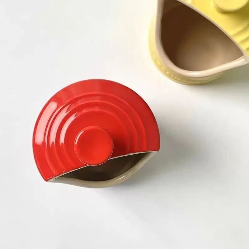 French Style Rainbow Seasoning Jar Tableware Kitchen Storage Jar Pot Lid Rack Ceramic Home Sugar Salt Chili Jar 250627