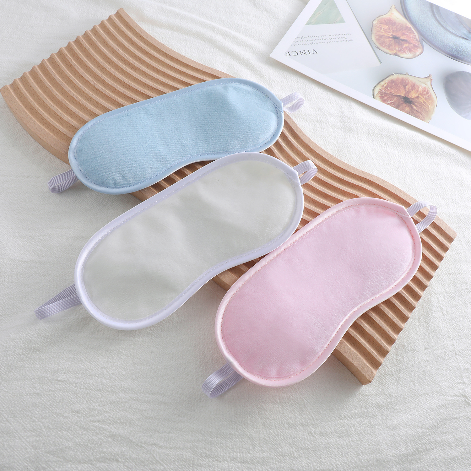 Solid-color eye mask, crystal, super soft, light-blocking sleep mask, aviation, outdoor, student nap time eye protection mask, with logo printed on it