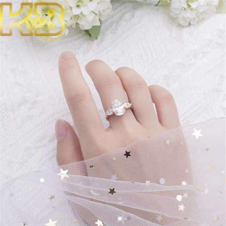 Customized 925 White Silver Lab Diamond Engagement Ring Round Cut Diamond Rings Wedding Band for Women
