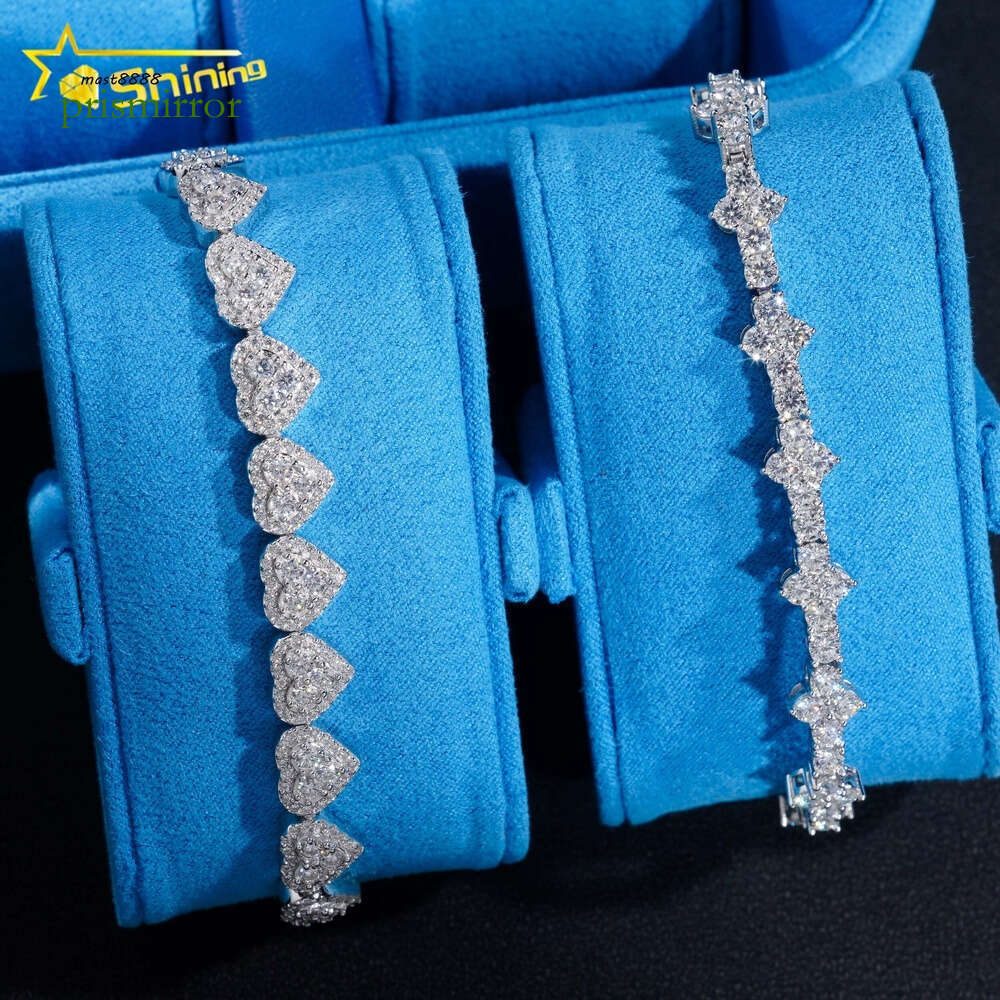 New Trendy GRA Certificate Sterling Sier Man Hip Hop Jewelry VVS Moissanite Dia Heart Cross Tennis Bracelet Set