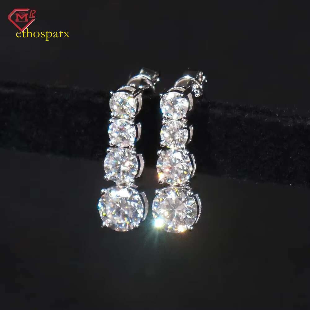 Best selling with tassel solid pound hip-hop Moissanite women's earrings