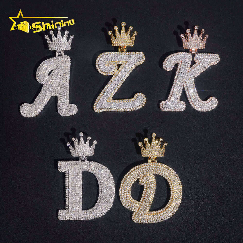 New Arrival Fashion Hip Hop Jewelry Sterling Sier VVS Moissanite Iced Out Initial Letter Pendant Necklace