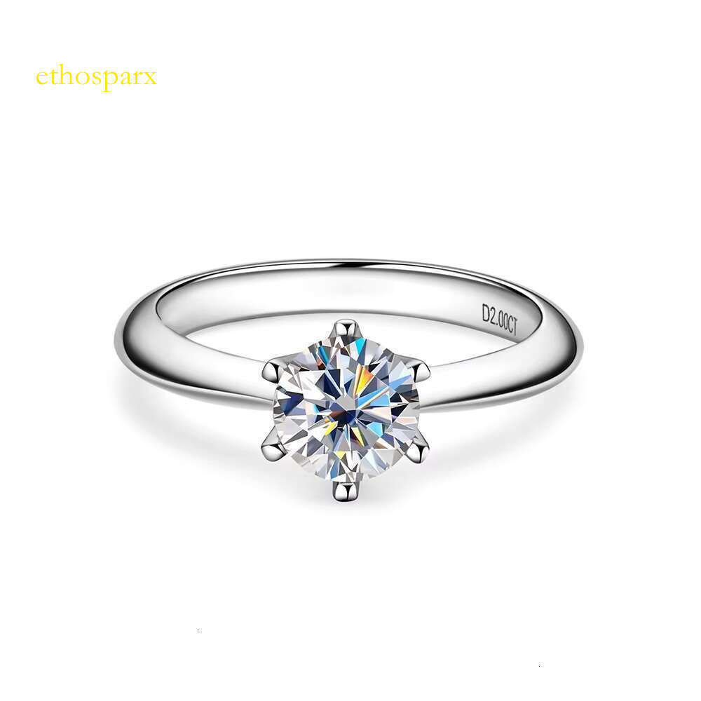 Classic chilled VVS1 D color 3CT Karate diatomaceous earth S pure silver gold-plated jewelry six claw wedding ring