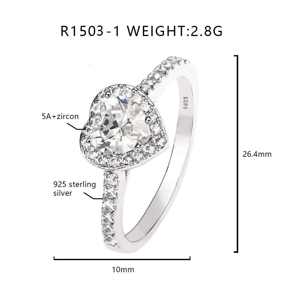 Wholesale 925 Sterling Silver Stacking Rings High Quality Trendy Heart Shape Pink Zirconia Rings Fine Jewelry for Parties