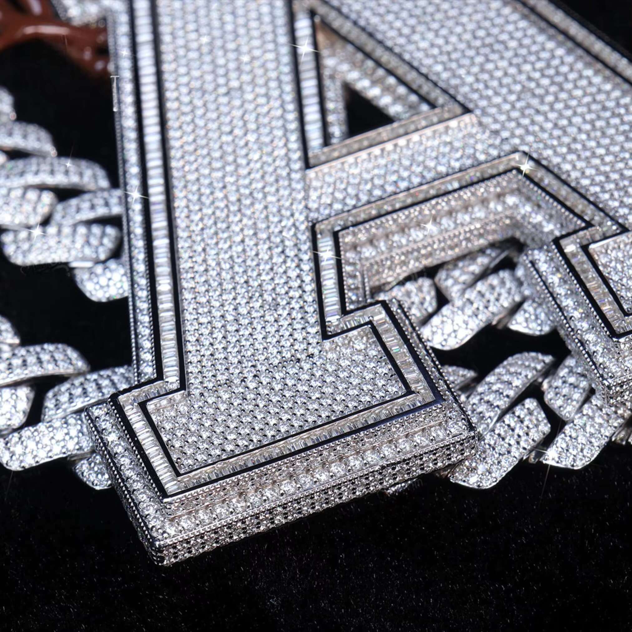 Custom Designed Letter a BIG Pendant 925 Sterling Silver Moissanite Diamond Hip Hop Cuban Link Chain for Men and Women Jewelry