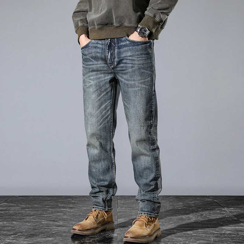 JXN03 Heavyweight high-grade red ear denim jeans mens Slim straight leg trousers retro washed original colour trousers W250701 W250701