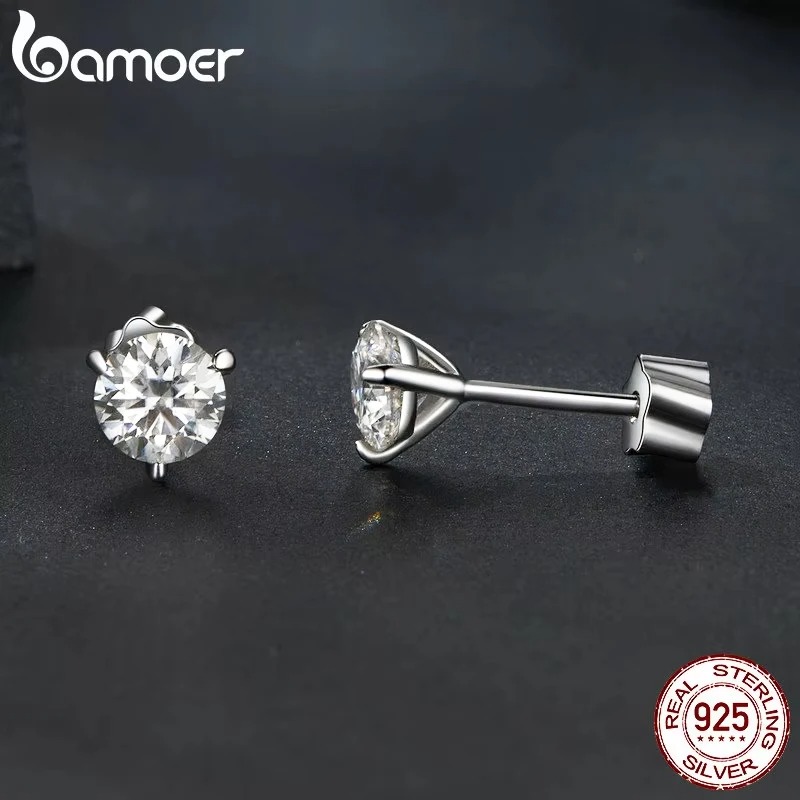 simple diamond VVS1 moissanite earrings designer for women men making of 925 sterling silver stud earrings screw back earring jewelry women valentines