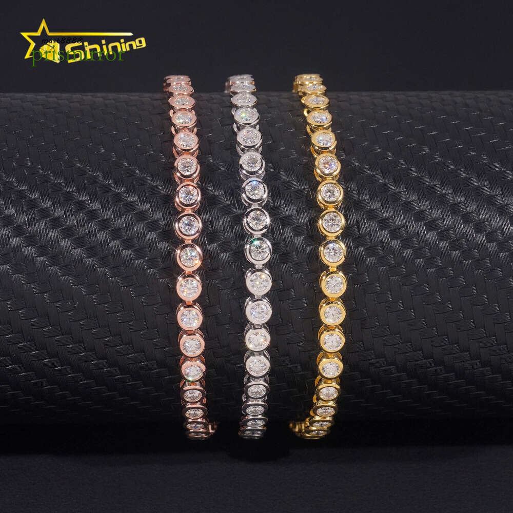 Brilliant Bezel Setting Women Bracelets Gold Plated Sier Jewelry 3MM Tennis Dia Bracelet VVS
