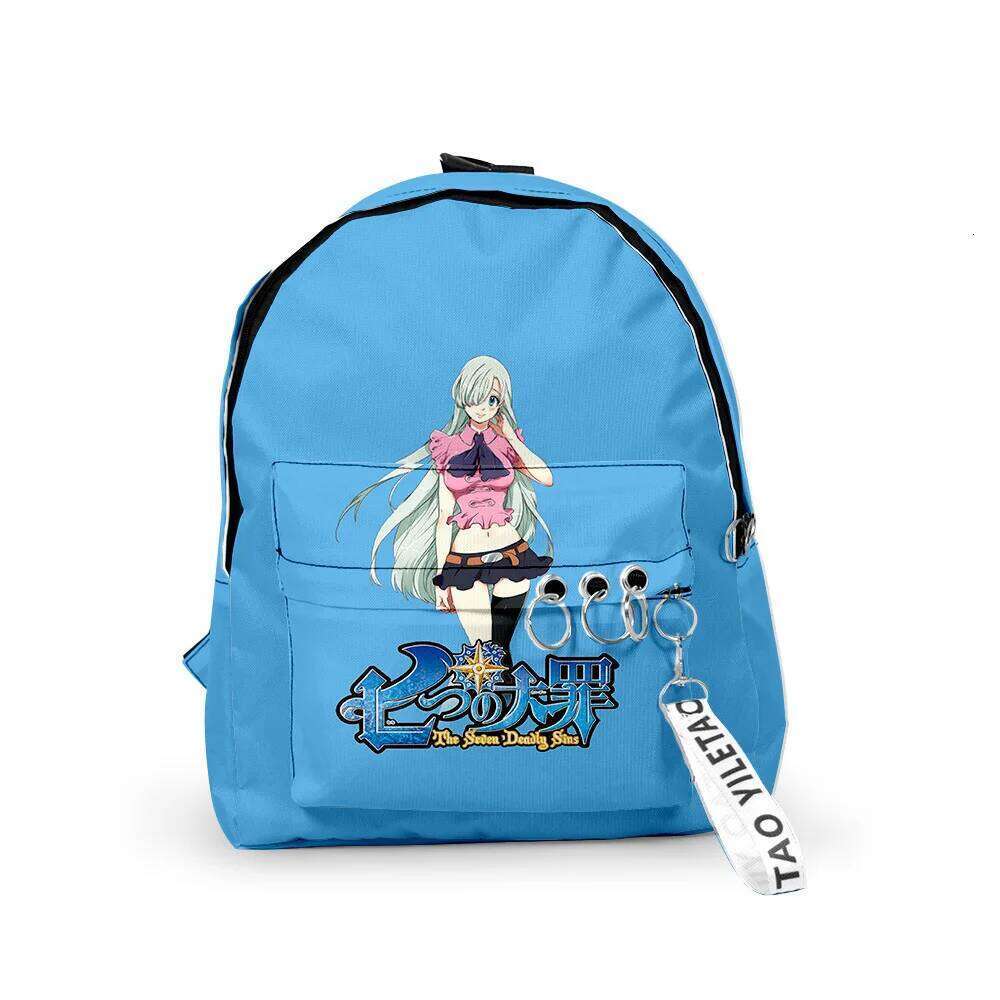 Fashion nanatsu no taizai Boys/Girls pupil School Bags 3D Print Keychains Oxford Waterproof Cute Small Backpacks