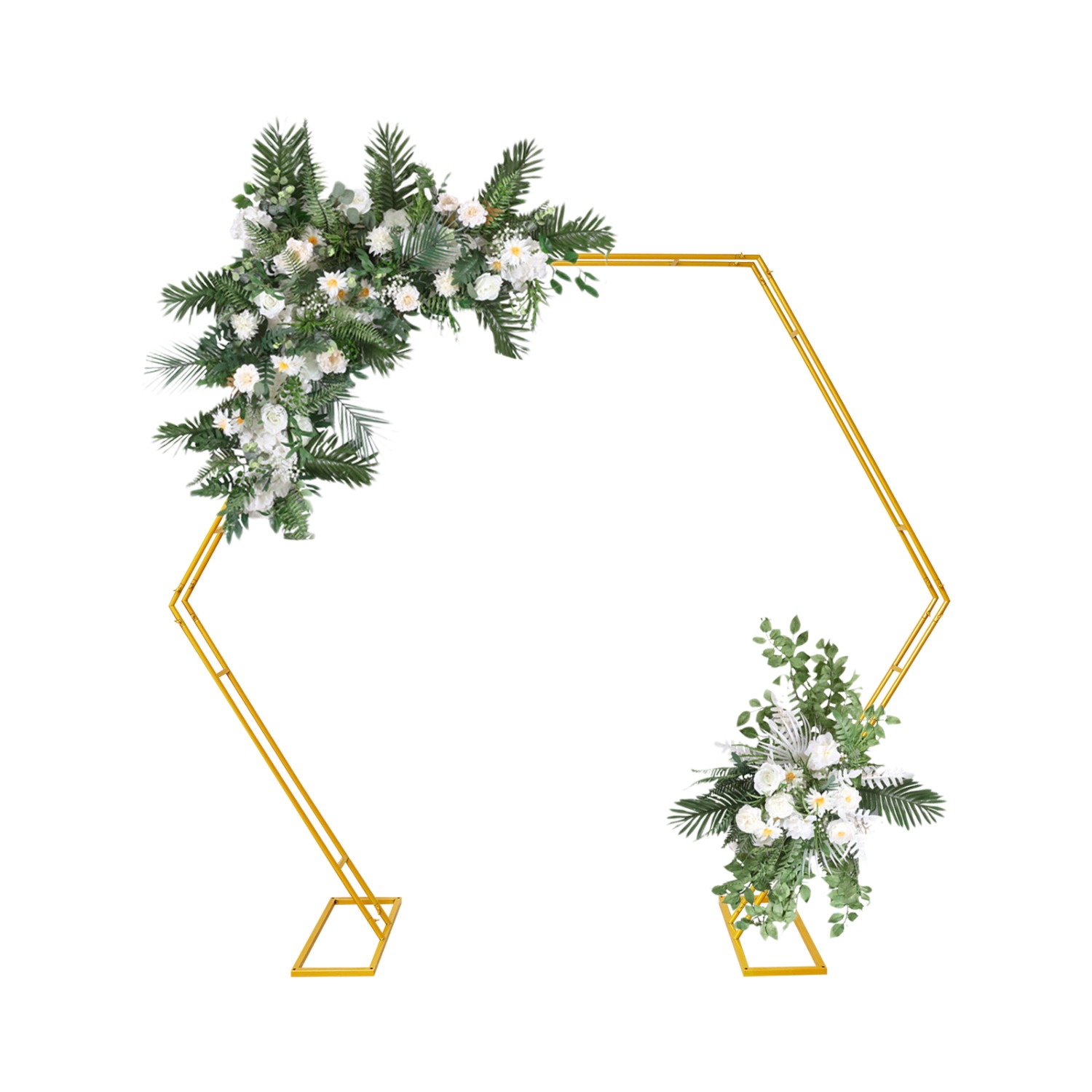 Hexagon Wedding Arch Backdrop Stand, 7.2 FT Gold Hexagon Arch Stand, for Garden Birthday Party Decoration, Arch Frame Stand for Flower Balloon Decor Road Leads