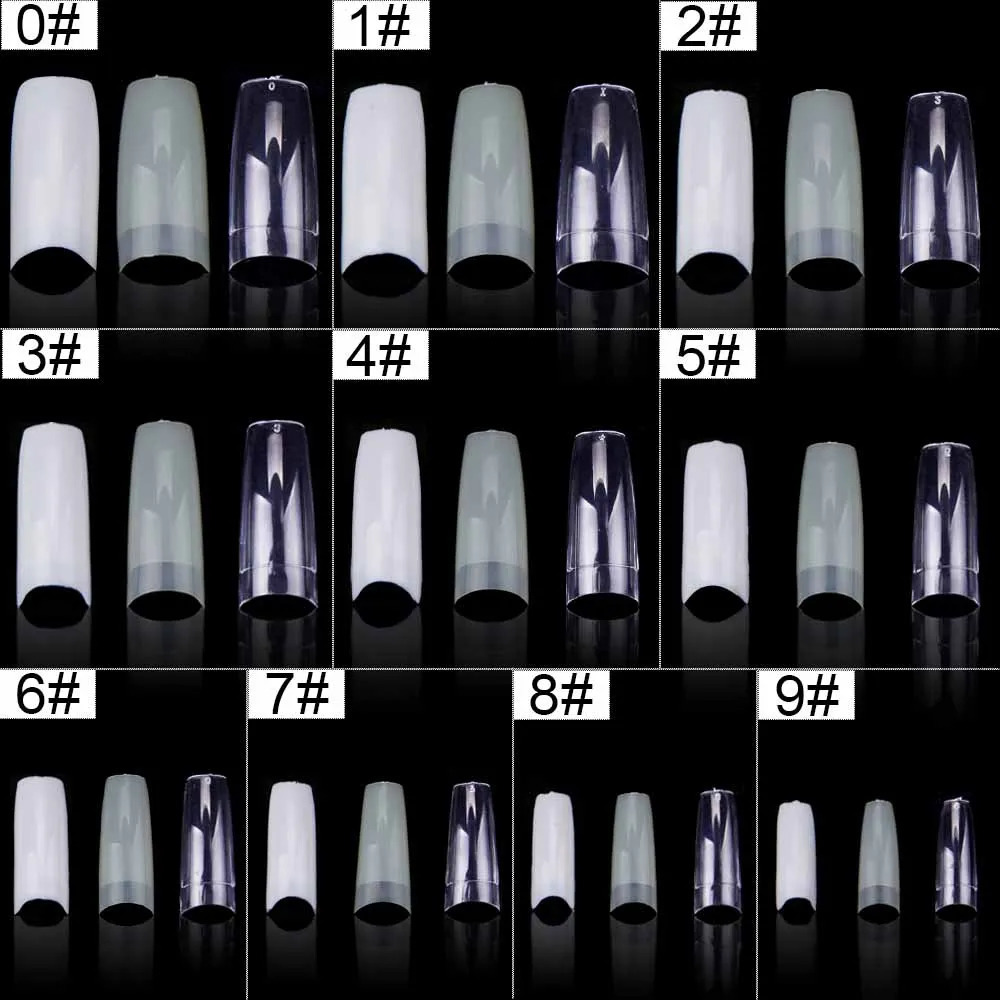 Nail Capsules 500pcs/Box Artificial Nail Tips Full Cover Nails Tips Acrylic Transparent Nail Capsules French Manicure False Nail 250701