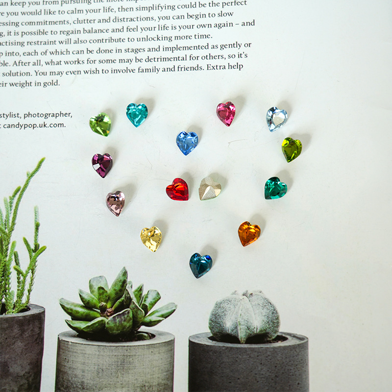 K9 pointed bottom Heart rhinestones nail rhinestone hair clip jewelry handmade DIY accessories