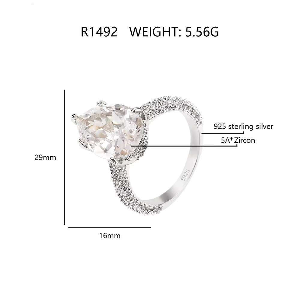 Luxury Sparking Pink Zirconia 18K Gold Plated Pear Shape Wedding Ring Ready to Ship 925 Silver Cz Pear Shape Engagement Ring