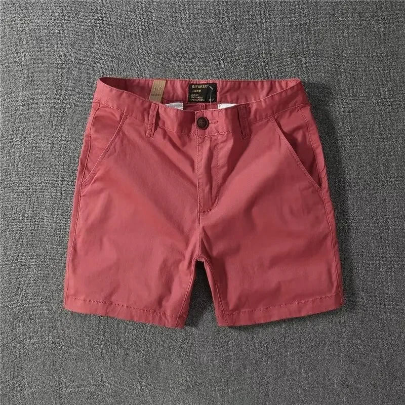 Vintage Kaki American Style Loose Fit Straight Leg Cargo Pants Summer Shorts For Men Casual Japanese Fashion 250701