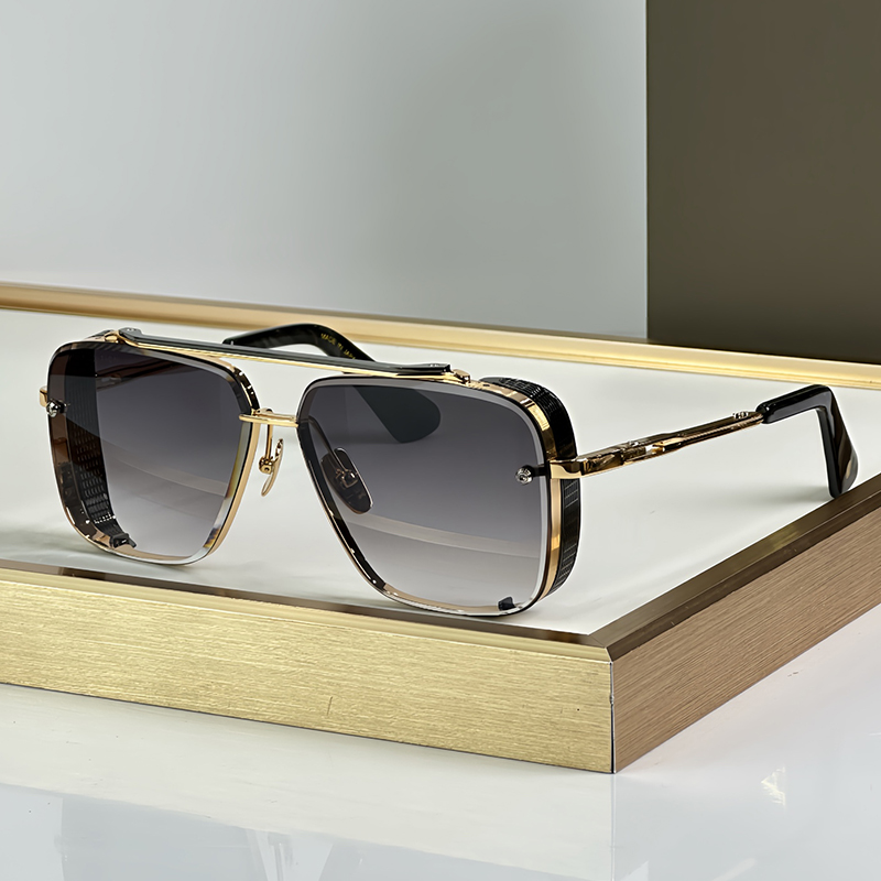 Designer Sunglasses Mens And Womens Handmade 18K Metal Square Pilot Glasses MACH SIX Luxury Sunglasses UV400 Protection Goggles With Box