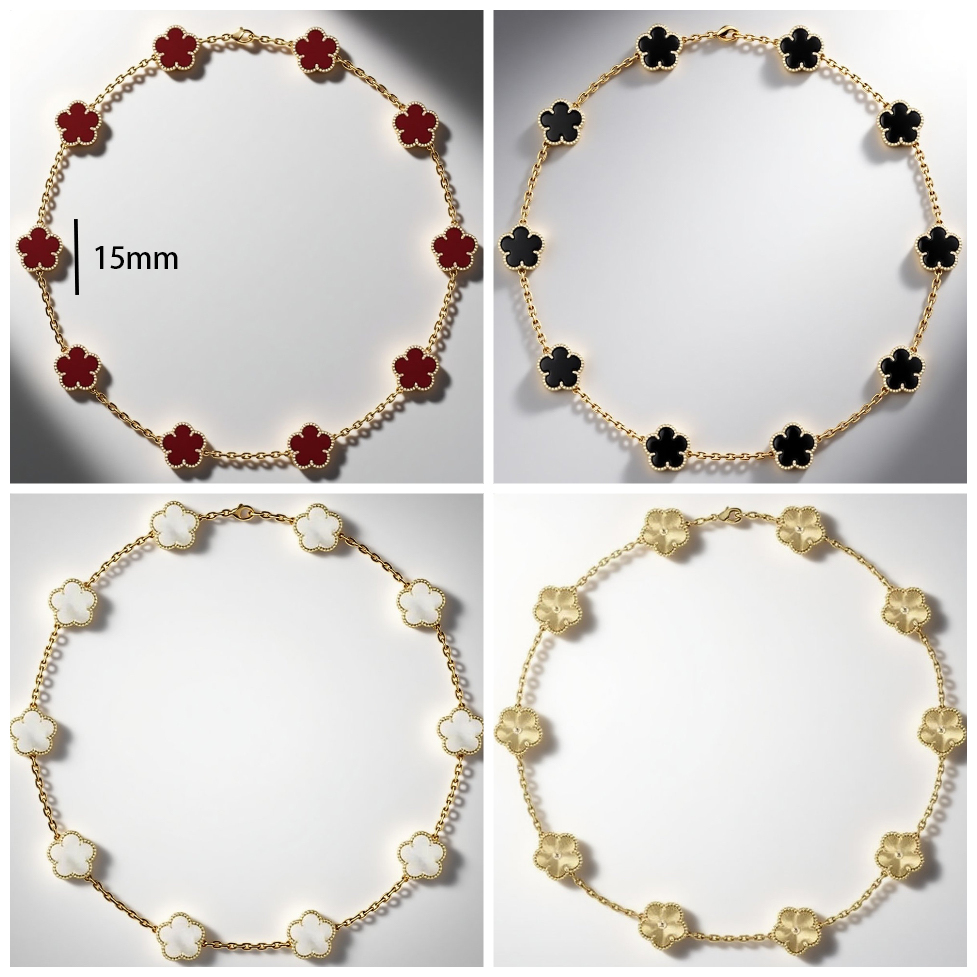 diamond necklace jewlery designer for women necklace clover necklace lolita style 2025 15mm 10 motif clover necklace jewlery designer Pendant Necklaces jewwerly
