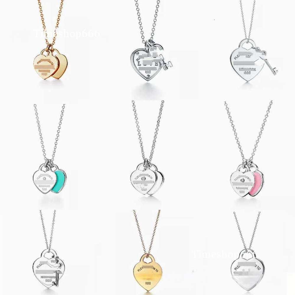 Pendant Necklaces 2025 Pendant Necklaces Classic 925 Sterling Silver Necklace Double Heart Pendant Necklace Man Women Party Wedding Jewelry High Quality Y220314