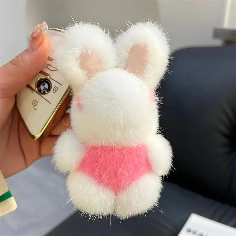 Mink Fur Rabbit Keychains Pendant Bunny Keychain Solf Cute Rabbit Toy Key Chain Charms Decoration Accessories Gift For Girls 250627