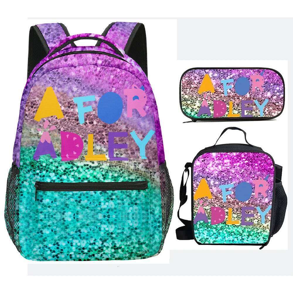 Novelty Fashion Cool AFOR ADLEY 3D Print 3pcs/Set Student School Bags Laptop Backpack Crossbody Lunch bag Pencil Case