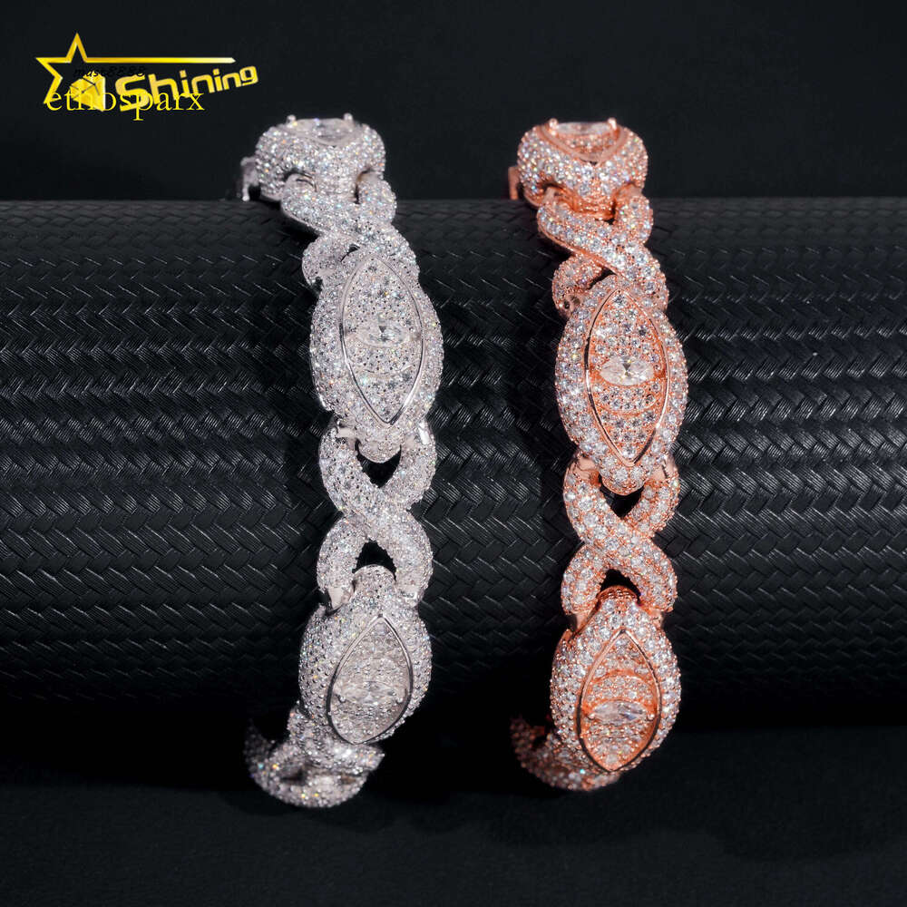 New Stock Sterling Sier Gold Plated Hip Hop Jewelry Custom Colored Infinity Moissanite Cuban Bracelet Cat Eye Bracelets