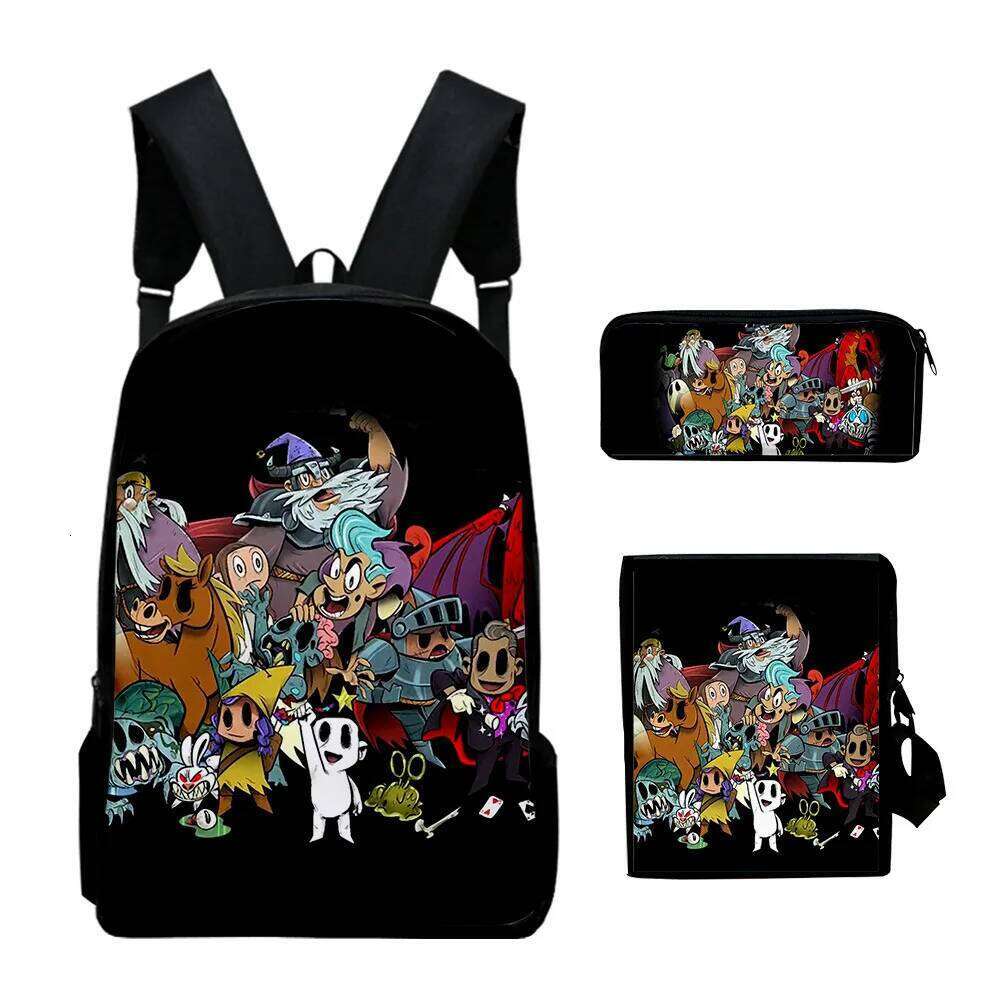 Novelty Nobody Saves the World 3D Print 3pcs/Set School Bags Laptop Daypack Backpack Inclined shoulder bag Pencil Case