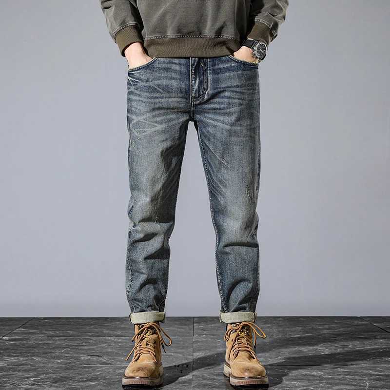 JXN03 Heavyweight high-grade red ear denim jeans mens Slim straight leg trousers retro washed original colour trousers W250701 W250701