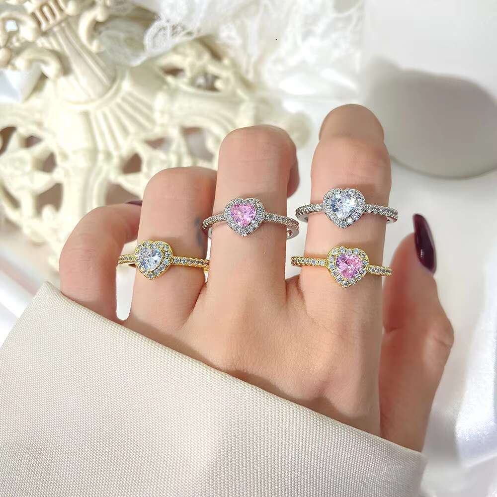 In Stock Luxury Womens 925 Sterling Silver Engagement Heart Ring White Gold Plated for Weddings Colorful for Women