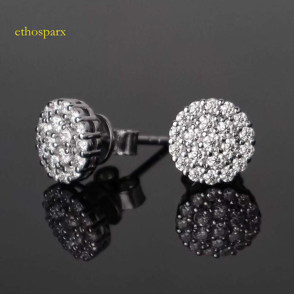 Hip hop jewelry S sier chilled screw back 1CT silica earrings