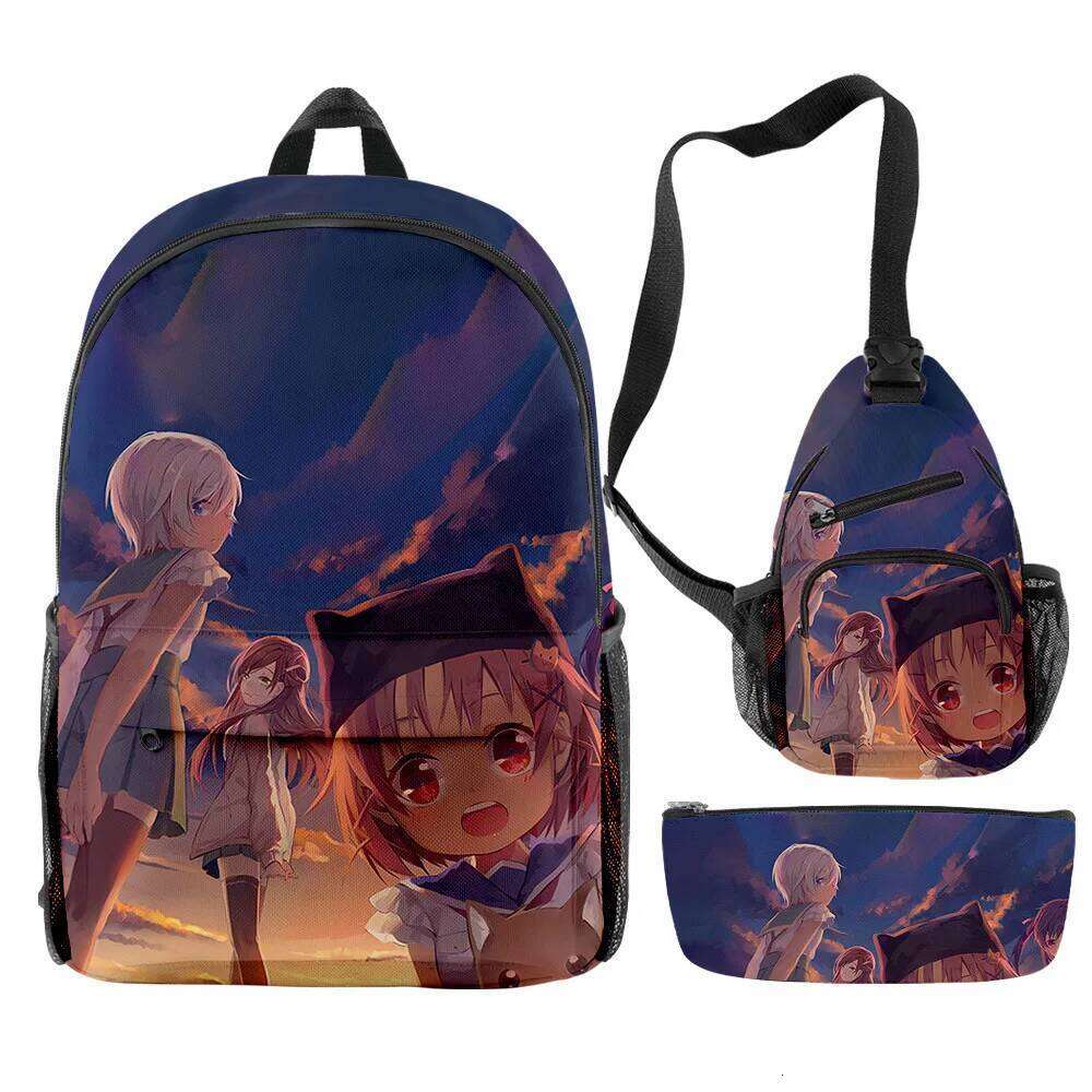 Novelty Cool School-Live 3D Print 3pcs/Set pupil School Bags Travel Laptop Backpack Chest Bag Pencil Case