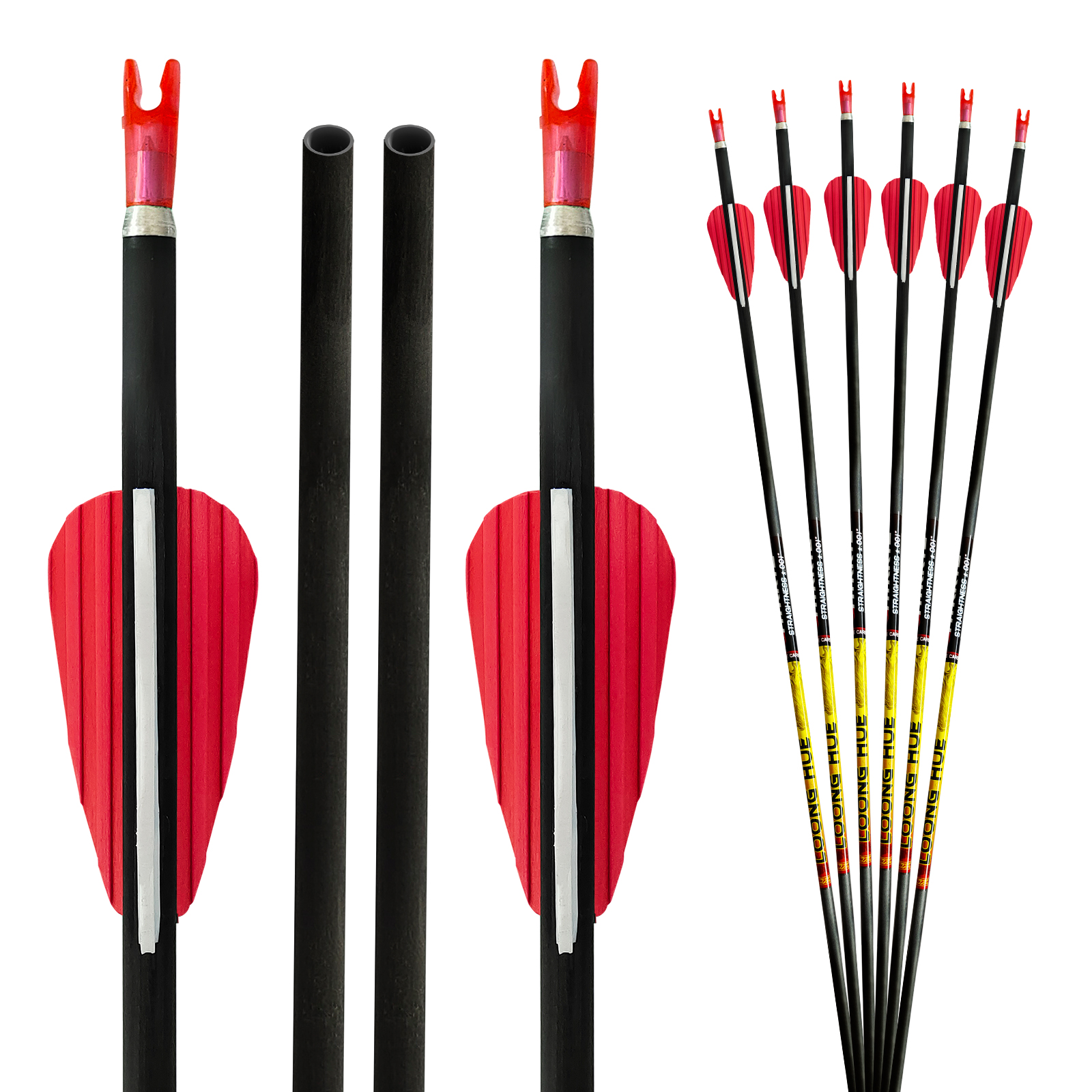 Carbon Archery Arrows without Arrowheads 31inch Hunting Arrows 4.2mm Targeting Arrows for Recurve Bow & Compound Bow Spine 350-1500 (6Pcs)