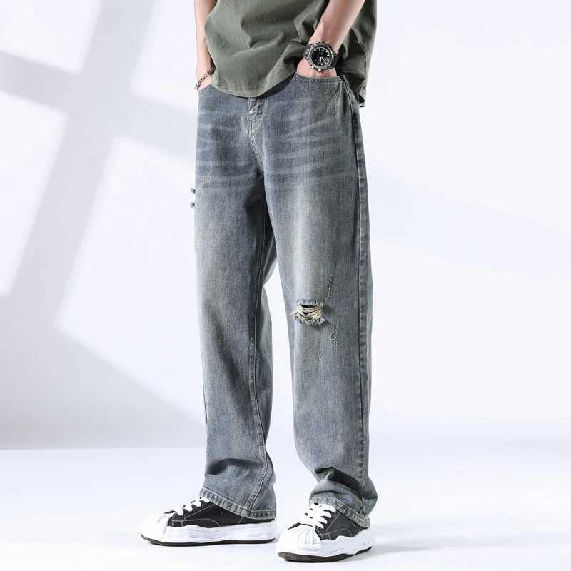 2025 lkbahar/Yaz Yeni Erkek Elastik Kot Gevek Dz Kesim Yumuak Rahat Nefes Alabilir Gevek Rahat Dz Kesim Denim Pantolon W250701 W250701