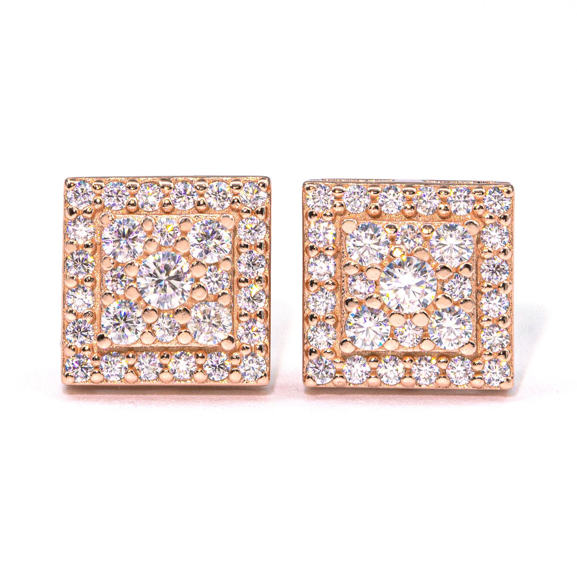 Fashion Hip Hop Jewelry 8MM Square Shape Stud Earrings 925 Silver Moissanite Diamond Earring Studs for Men Women
