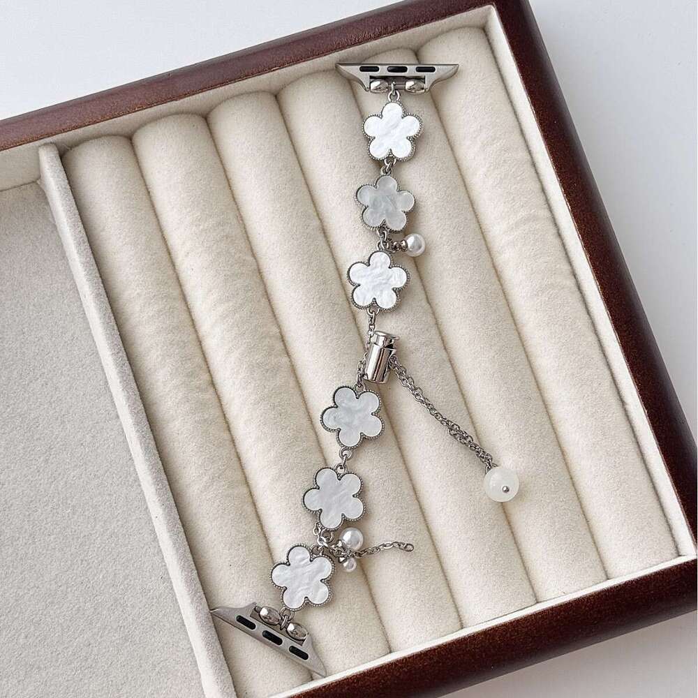 Compatible S10 Apple Style Petal Pearl Chain Metal iWatch 9 Watch Band