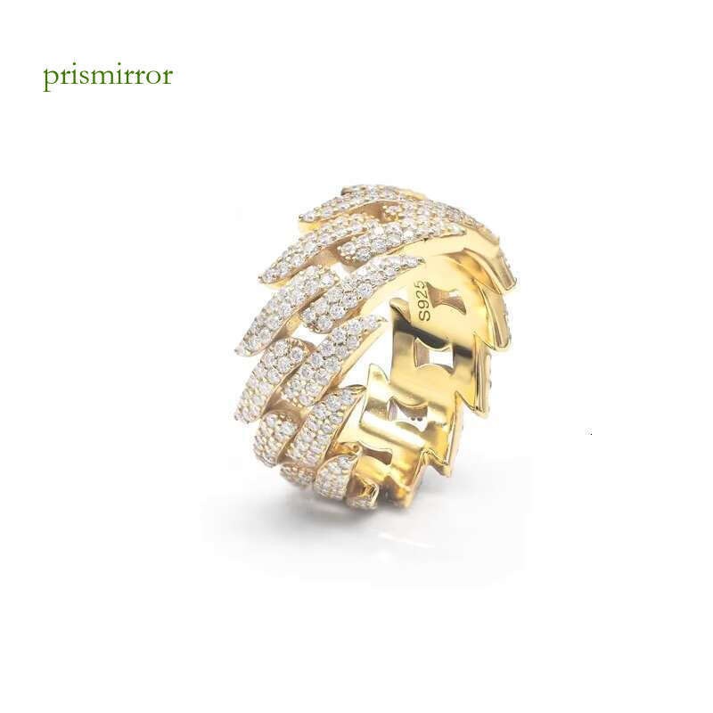 Men's pure silver ice out hip-hop jewelry Moissanite Cuban men's ring