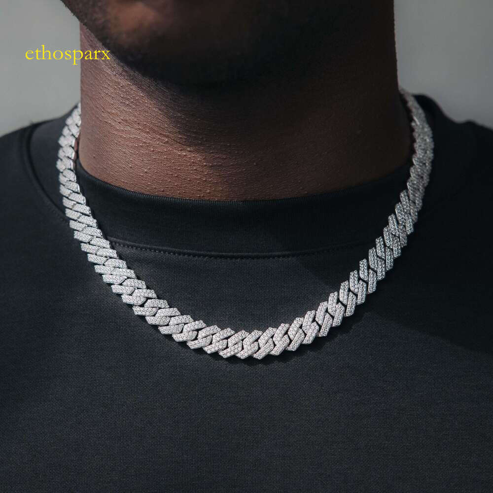Sier Rap Singer Jewelry Men 12mm Iced Vvs Moissanite Cuban Chain