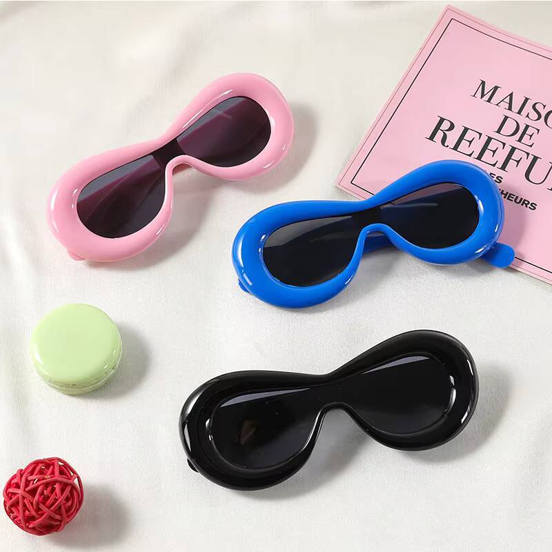 3-10 Years Kids Funny Inflated Sunglasses Trendy Y2K Wrap Around Boys Girls Cat Eye Sun Glasses Candy Color Thick Frame Shades ddmyshoesvip Z260305