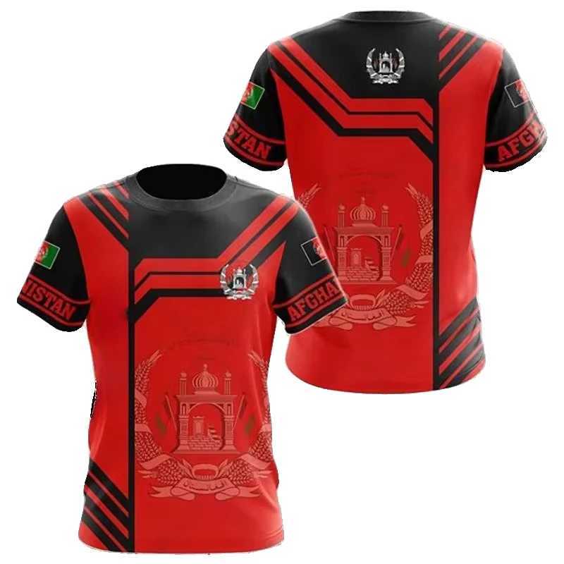 2025 Summer New Afghanistan Flag and Emblem Pattern T-shirt 3D Mens Fashion Round Neck Breathable Short Sleeve Large Top z250701V2U0