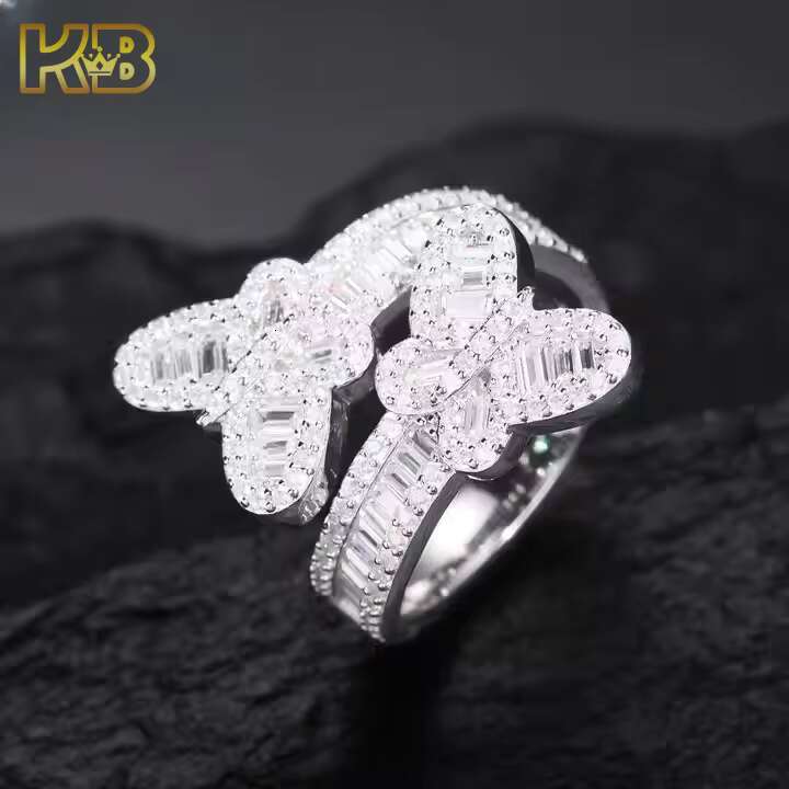 VVS Moissanite Iced Out Hamsa Hand Ring 925 Sterling Silver Mens Hip Hop Jewelry Diamond Certified Fashion Gift