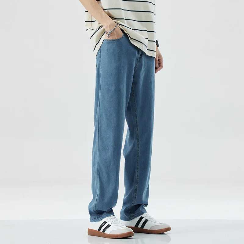 denim pants mens summer lightweight loose straight tube high-end soft 2025 trend cool and versatile wide legs W250701 W250701