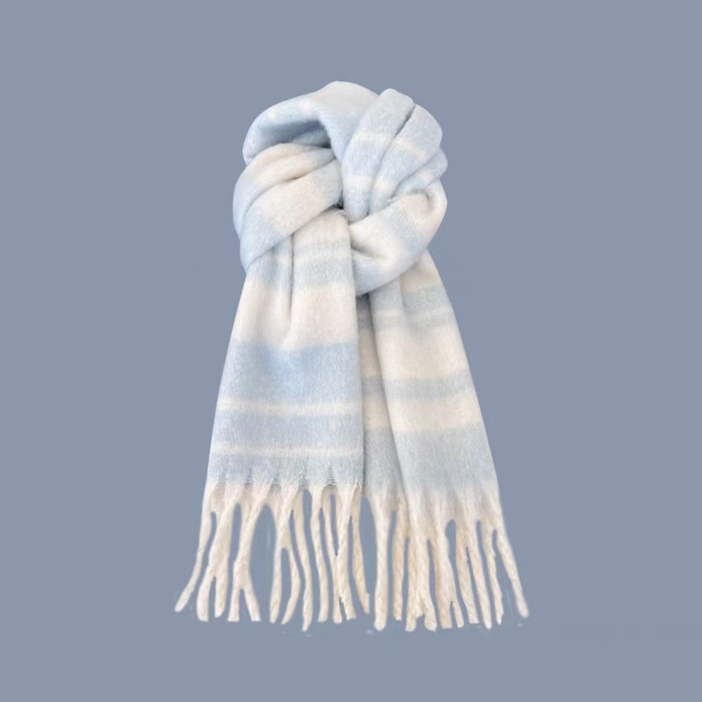 T1107 new striped contrast color scarf women's winter warm neck scarf