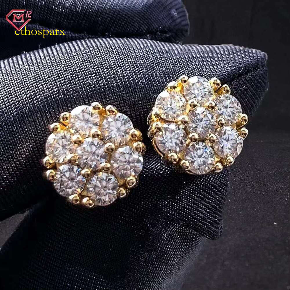 High quality flower with gold plated studs Scrw back hip-hop sier silica earrings