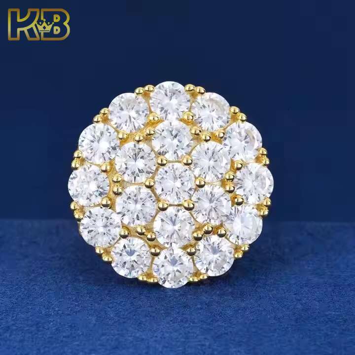 Premium Handcrafted 925 Sterling Silver VVS Moissanite Honeycomb Iced Out Ring Custom Luxury Hip Hop Bling Jewelry Wholesale