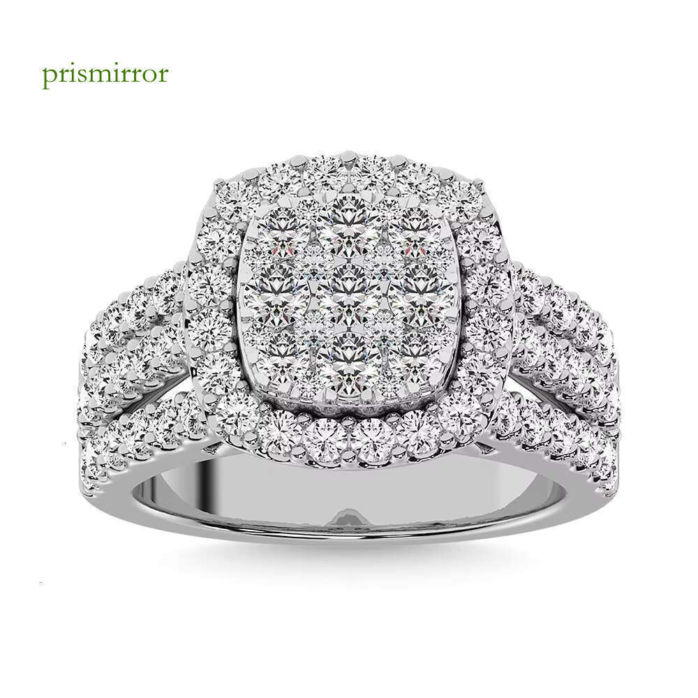 Luxury Engagement Silver High Quality Round Cutting Rubble Ice Cold Women's Ring Boutique Jewelry