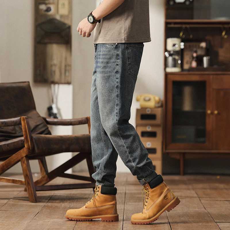 2025 summer new mens loose elastic straight leg casual denim pants fashionable and casual elastic straight leg denim pants for W250701 W250701