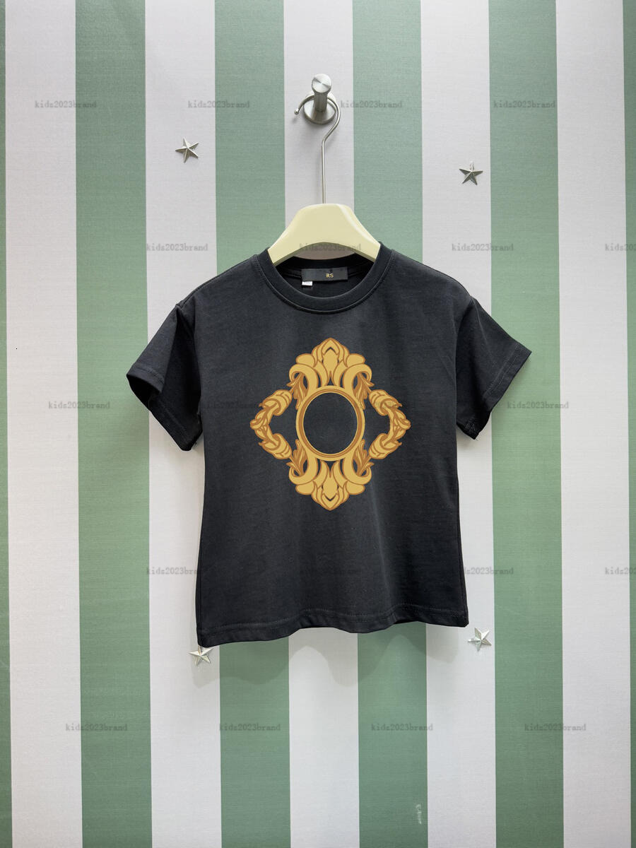 New baby T-shirt Symmetrical golden pattern child tshirt Round neck kids designer clothes Complete label boys girls Short Sleeve tees A234X07N055