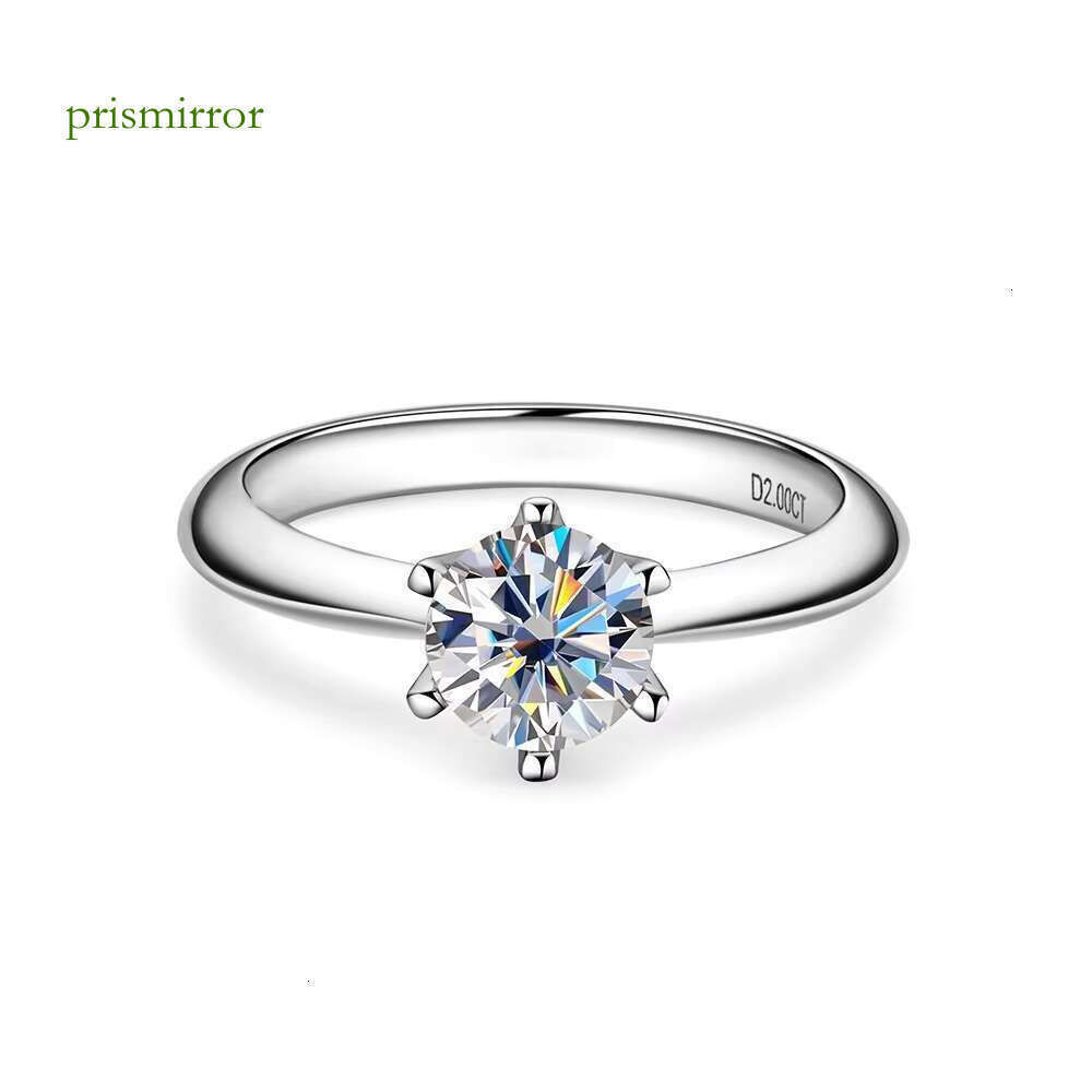 Classic chilled VVS1 D color 3CT Karate diatomaceous earth S pure silver gold-plated jewelry six claw wedding ring